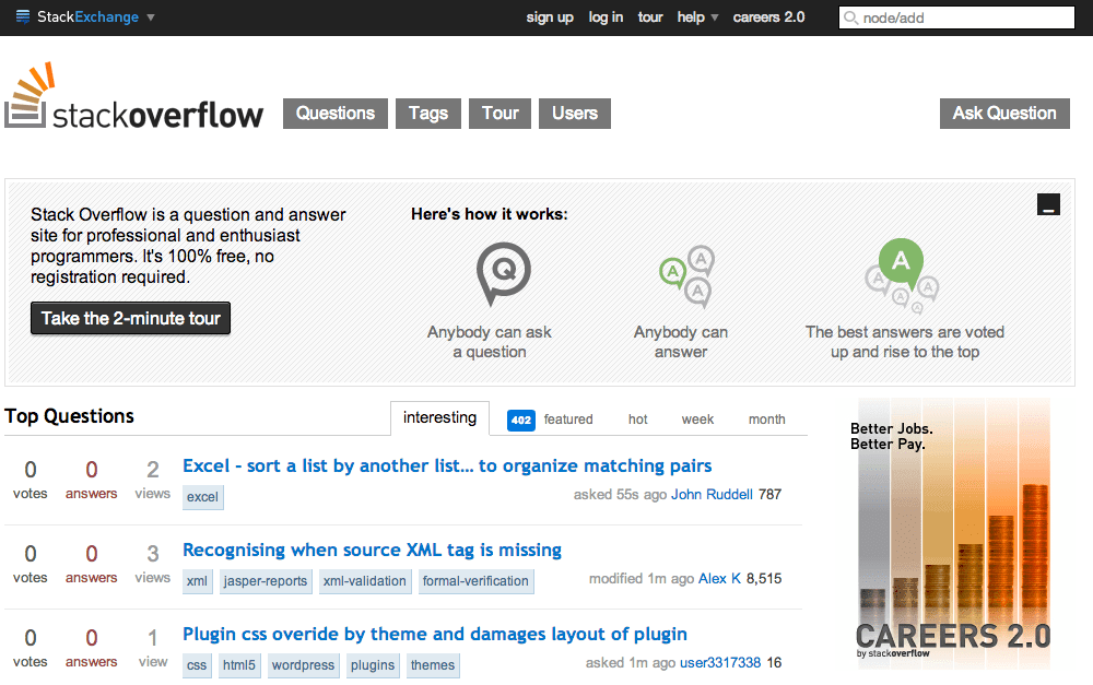 Contenido en Área de Preguntas y Respuestas - StackOverFlow